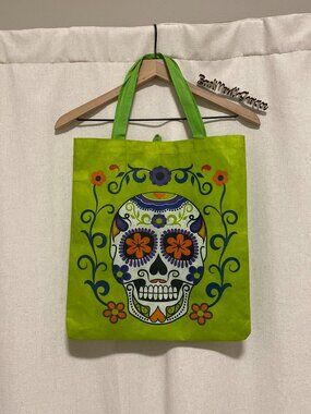 Sugar Skull Day of the Dead Dia de los Muertos Halloween Reusable Tote Bag